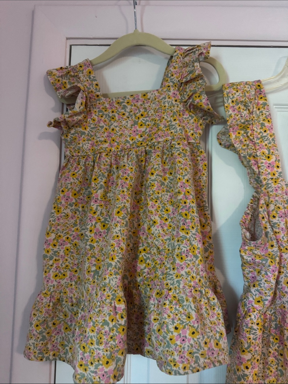 Matching Dresses 2T and Womens Medium Yellow Floral Ruffle Dress - Picture 3 of 5